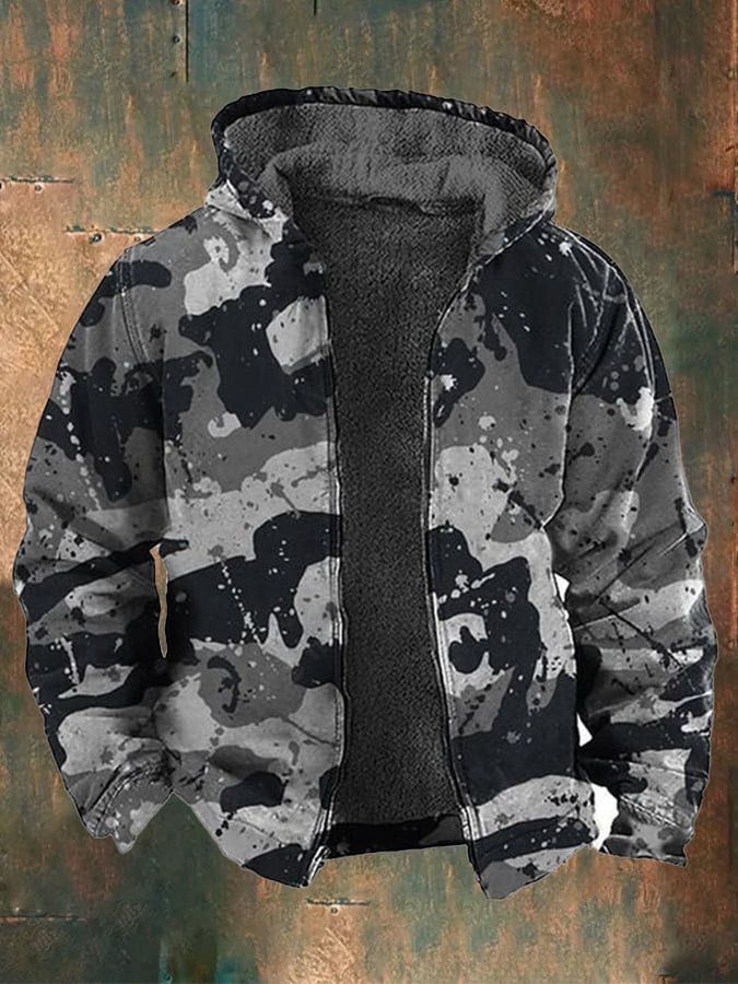 Camouflage Fleece Lined Hooded Jacket – Winter Tactical Casual Coat