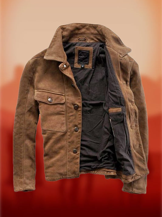 Brown Vintage Utility Jacket – Classic Button-Up Casual Coat