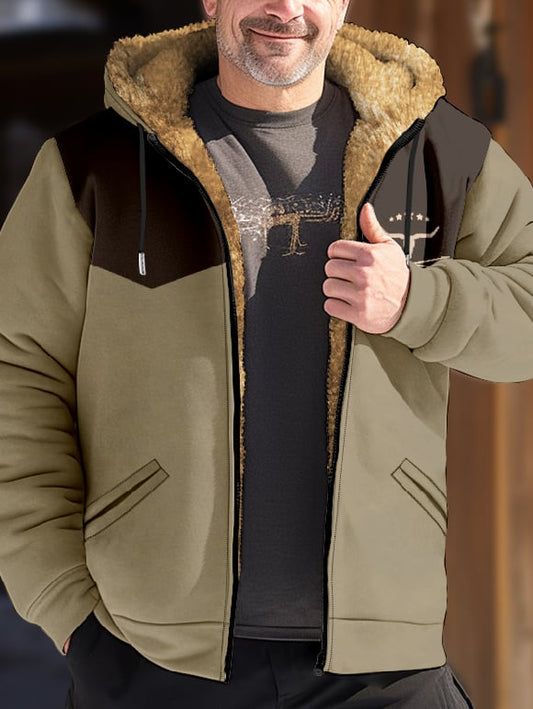 Fleece Lined Hooded Tactical Jacket – Heavyweight Zip-Up Winter Coat