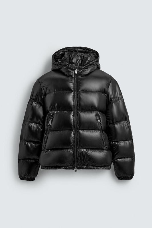Black Hooded Puffer Jacket – Lightweight Winter Quilted Down Coat